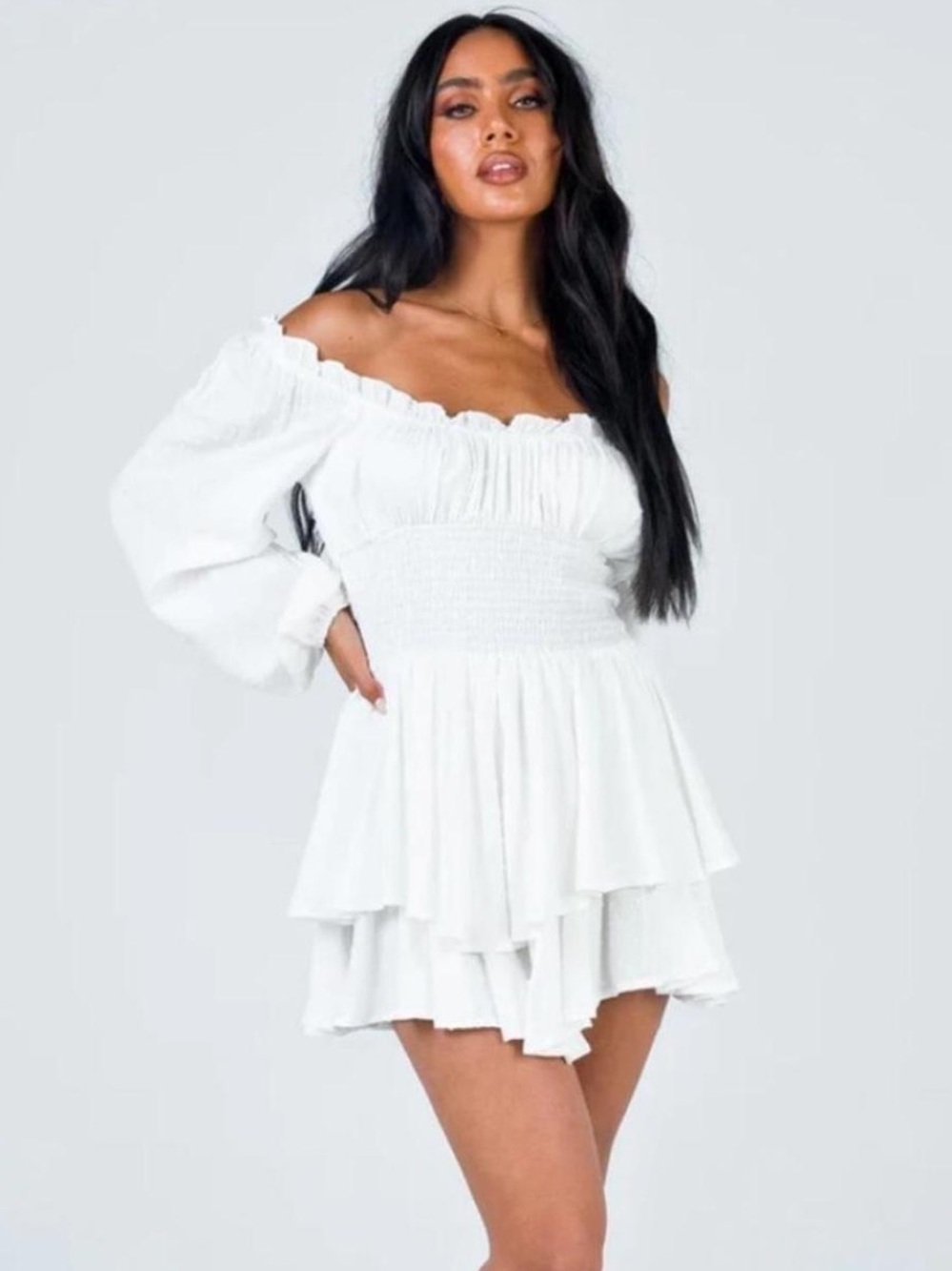Princess Polly White Off the Shoulder Romper Size S